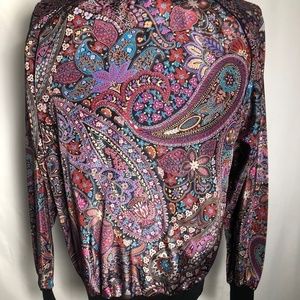 Womens Vintage Purple Paisley Top. Size XL